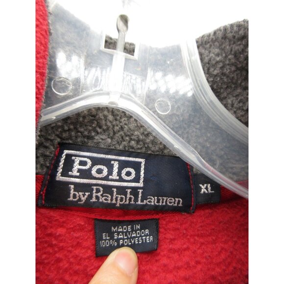 VINTAGE Ralph Lauren Polo Sweatshirt XL Fleece Pile 1/4 Zip Boxy 90s * - Picture 10 of 11